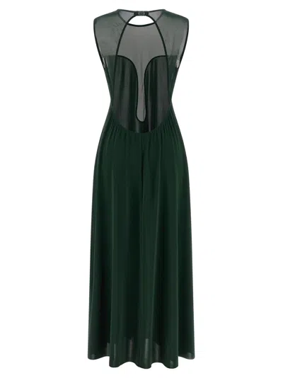 Eres Scene Mesh-trimmed Jersey Maxi Dress In Green