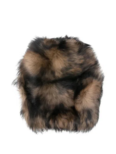 Dolce & Gabbana Women Shearling Hat In Brown