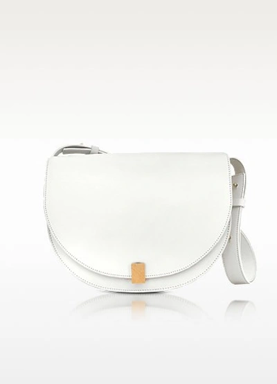 Victoria Beckham Half Moon Box Leather Shoulder Bag In White