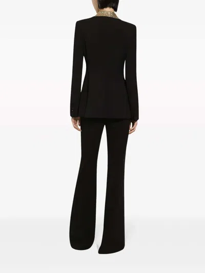 Dolce & Gabbana Sequin Virgin Wool Tailored Blazer Jacket In Black