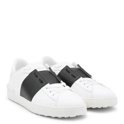 Valentino Garavani Open Leather Sneakers With Contrast Band And Stud Details Shoes In White