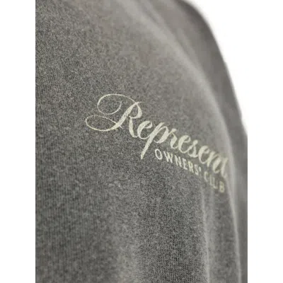 Represent Grey Crew Neck T-shirt With Logo On Front And Back And Faded Effect In Cotton Man In Gray