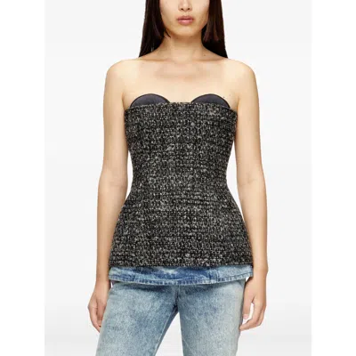 Diesel Tops Gray, Black In Black