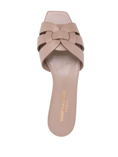 Saint Laurent Tribute Nu Pieds Leather Sandals In Neutral