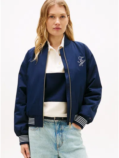 Tommy Hilfiger Padded Twill Bomber Jacket In Blue