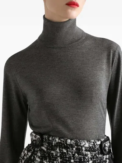 Dolce & Gabbana Turtleneck Knit Pullover Long Sleeve Style In Gray