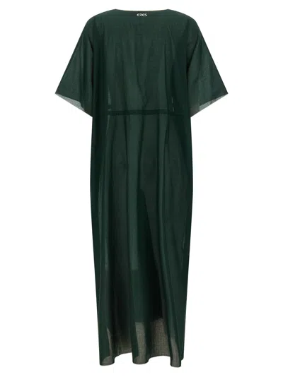 Eres Batwing Sleeve Drawstring Volier Midi Dress In Green