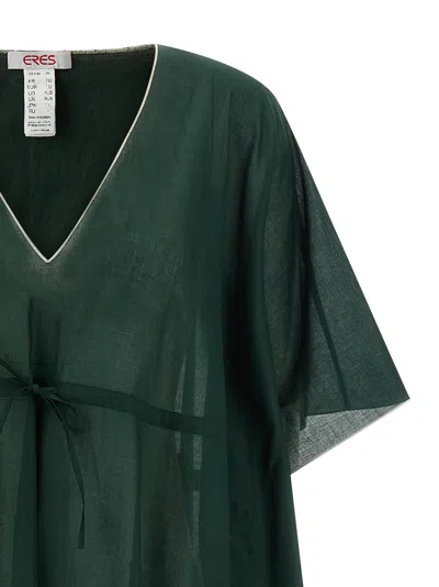Eres Batwing Sleeve Drawstring Volier Midi Dress In Green