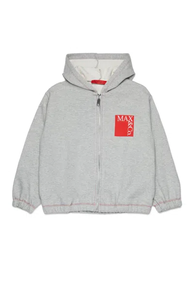 Max & Co Zip-up Sweatshirt With Logo In Gray