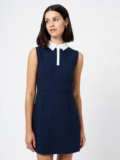 French Connection Azra Contrast Detail Sleeveless Twill Minidress In Blue