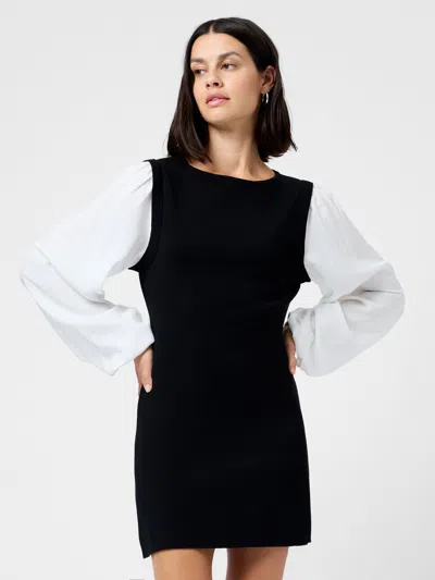 French Connection Maxime Long Sleeve Shift Dress In Black