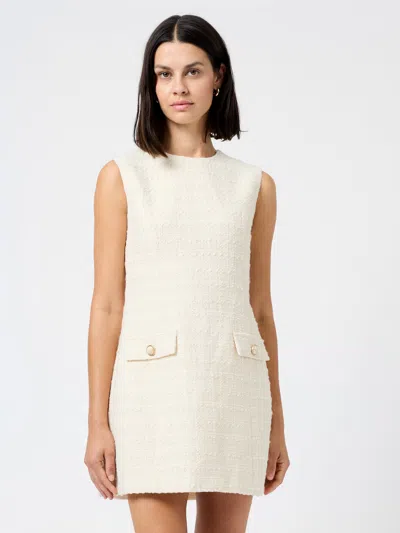 French Connection Structured Sleeveless Tweed Minidress In White