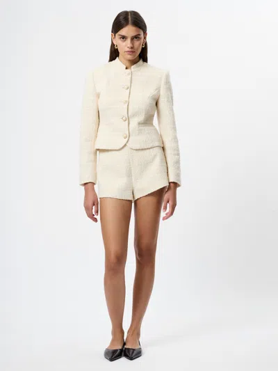 French Connection Structured Taffeta Relaxed Fit Shorts In Neutral