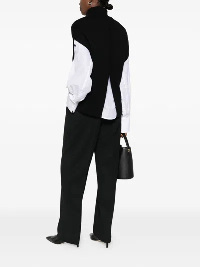 Totême Wool Turtleneck Vest Layered Design In Black