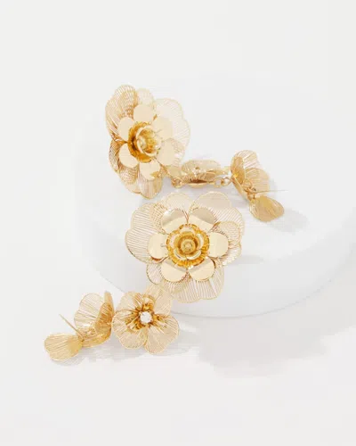 White House Black Market Floral Linear Earrings |  In Gold