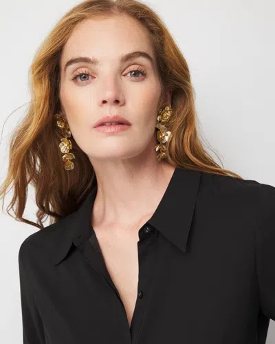 White House Black Market Floral Linear Earrings |  In Gold