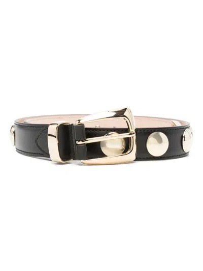 Khaite Benny Studded Leather Belt In Black