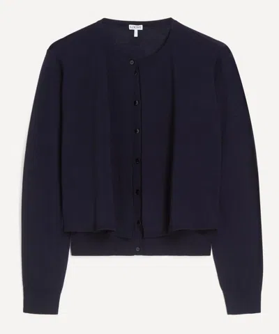 Loewe Layered Cropped Wool Cardigan In Blue