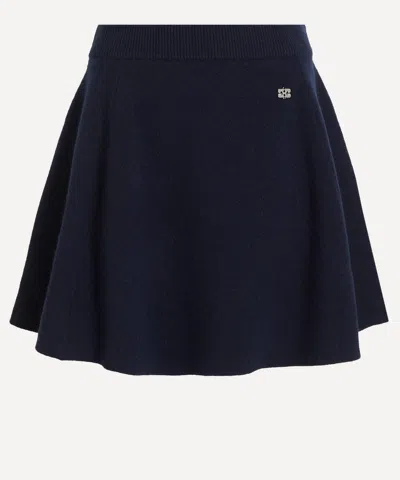 Ganni Women's Navy Wool-cashmere Mini Skirt In Blue