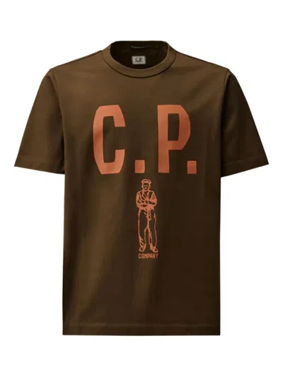 C.p. Company Green Crewneck Graphic T-shirt In Green
