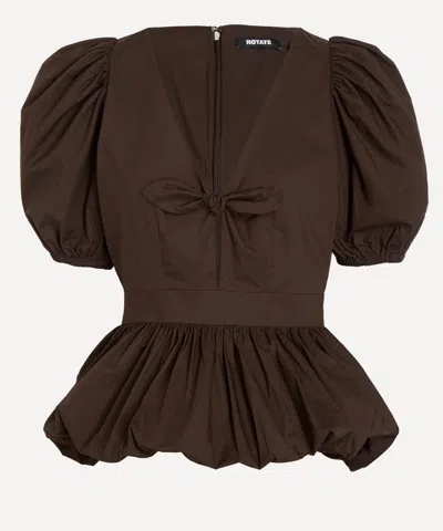 Rotate Birger Christensen Flower Intarsia Top In Brown