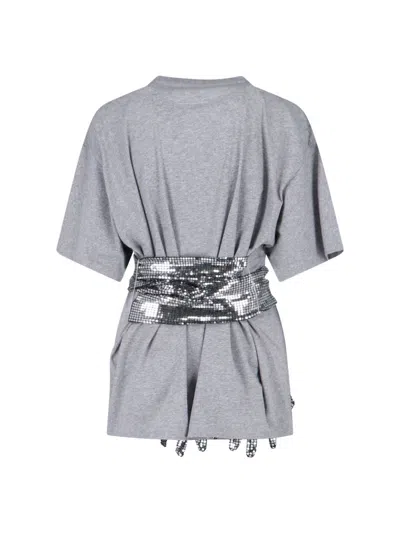 Mm6 Maison Margiela Gloves Crewneck T-shirt In Gray