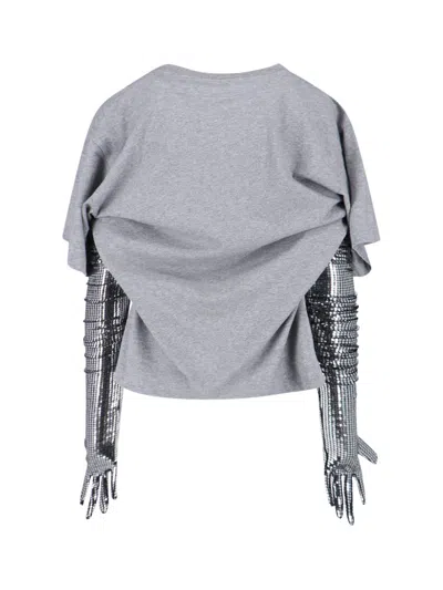 Mm6 Maison Margiela Gloves Crewneck T-shirt In Gray