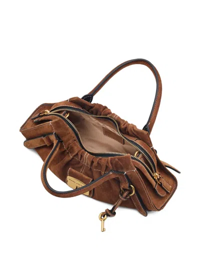 Marc Jacobs Small Leather Satchel Shoulder Bag Key Detail In Brown