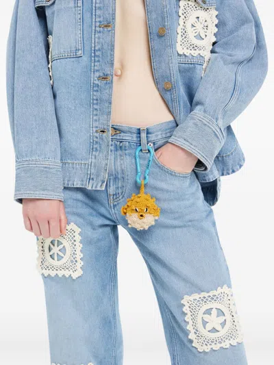 Alanui Crochet Puffer Fish Artisanal Keyring Charm In Yellow