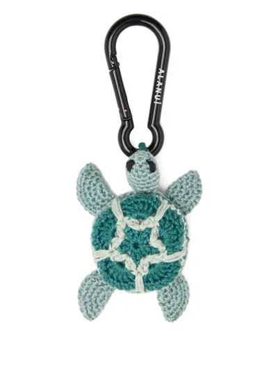 Alanui Crochet Turtle Keyring Aquatic Motif In Blue