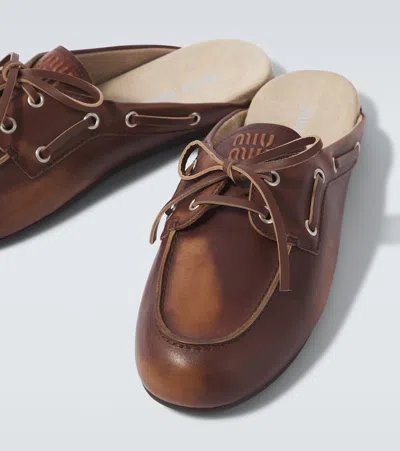 Miu Miu Leather Mules In Multi