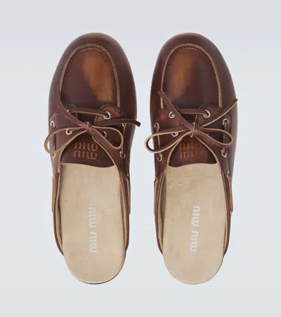 Miu Miu Leather Mules In Multi