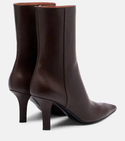 Amina Muaddi Christine 80 Leather Ankle Boots In Multi