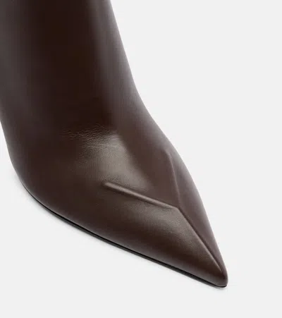 Amina Muaddi Christine 80 Leather Ankle Boots In Multi