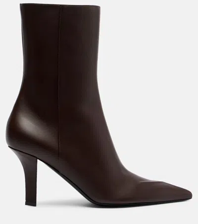 Amina Muaddi Christine 80 Leather Ankle Boots In Multi