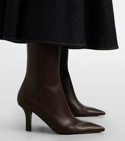 Amina Muaddi Christine 80 Leather Ankle Boots In Multi