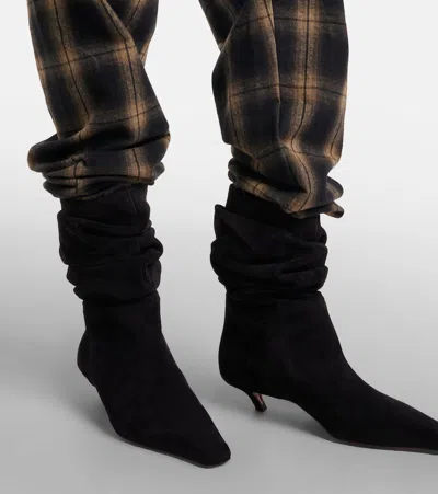 Amina Muaddi Jamie 25 Suede Ankle Boots In Multi