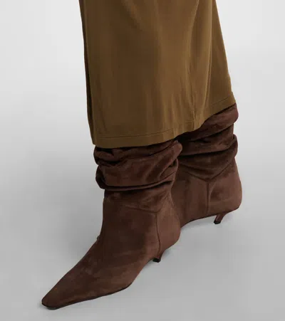 Amina Muaddi Jamie 25 Suede Ankle Boots In Multi