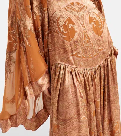Zimmermann Memento Burnout Paisley Semi-sheer Gown In Brown