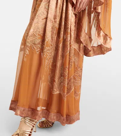Zimmermann Memento Burnout Paisley Semi-sheer Gown In Brown