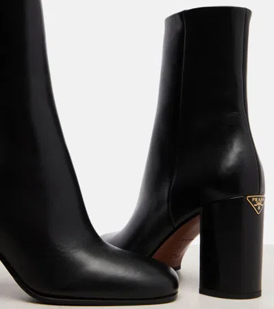 Prada Logo Leather Ankle Boots In Multi