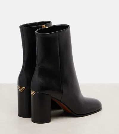 Prada Logo Leather Ankle Boots In Multi