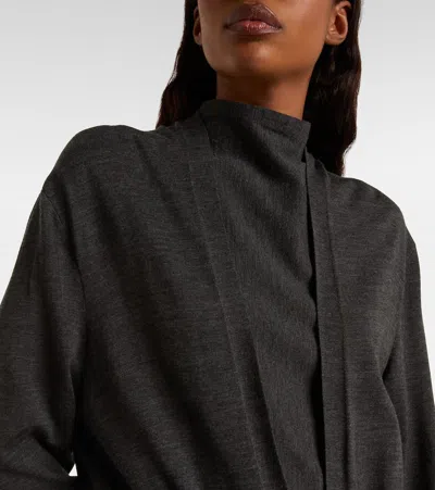 Khaite Alek Wool Wrap Cardigan In Black