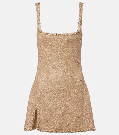 Clio Peppiatt Athena Embellished Minidress In Brown