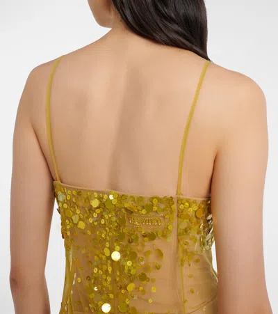 Attico Lime Multishades Long Dress In Multi