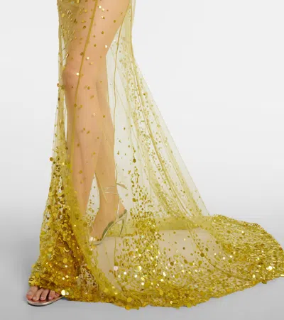 Attico Lime Multishades Long Dress In Multi