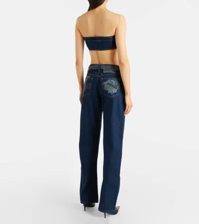 Jean Paul Gaultier Printed Mid-rise Wide-leg Jeans In Multi