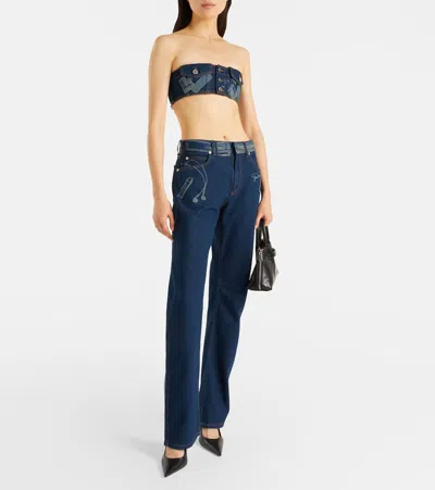 Jean Paul Gaultier Printed Mid-rise Wide-leg Jeans In Multi