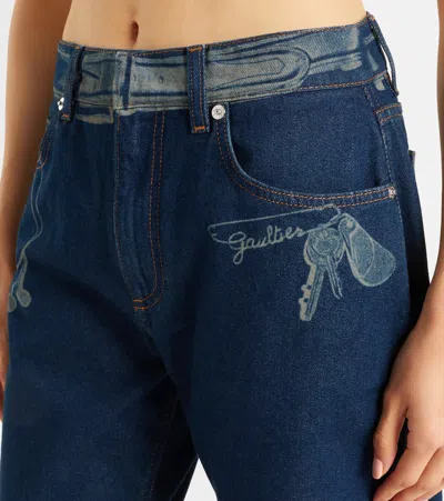 Jean Paul Gaultier Printed Mid-rise Wide-leg Jeans In Multi