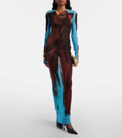 Jean Paul Gaultier Tennis Open-back Maxi Dress In Multi